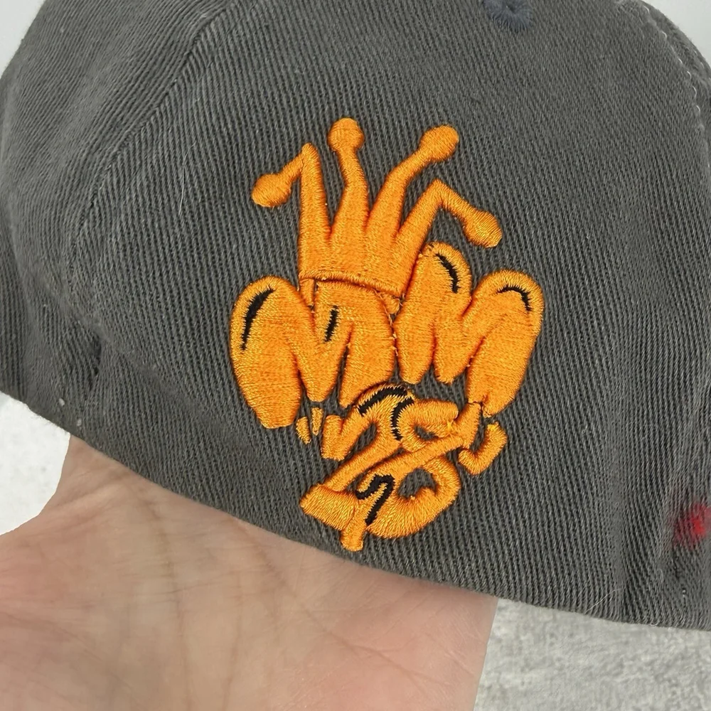 Disney Parks Gray Orange DJ Mickey Headphones Flat Bill FlexFit Baseball Cap Hat